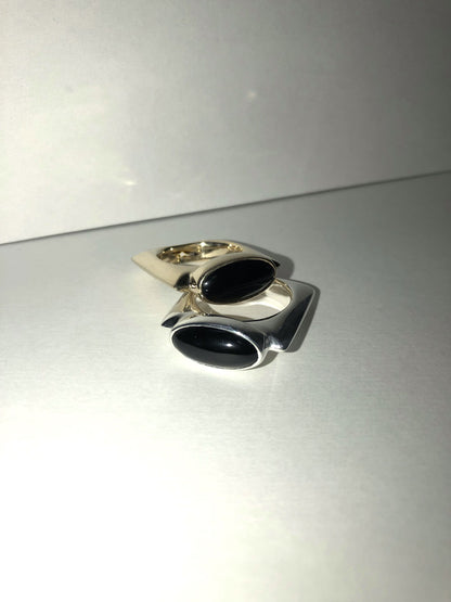 square at stone ring  / onyx